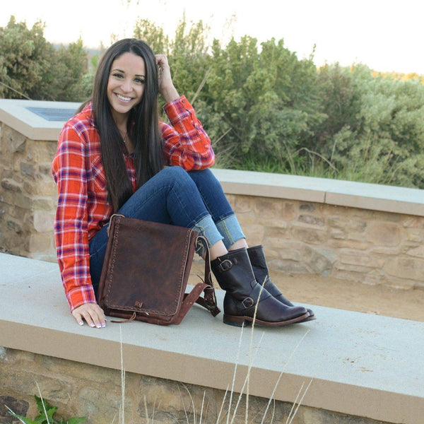 Tan leather shops biker boots